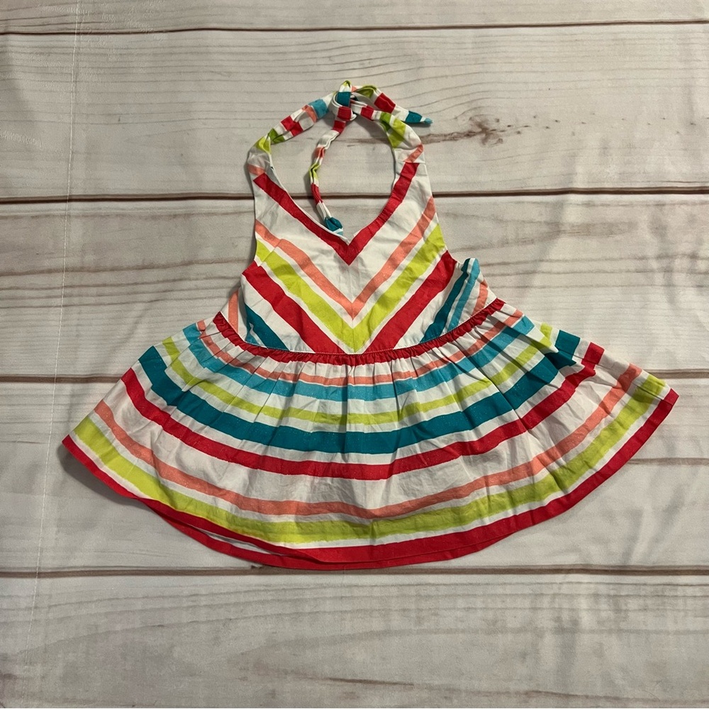Janie And Jack  Multicolor Striped Halter Top Poolside Palms Sz 2T